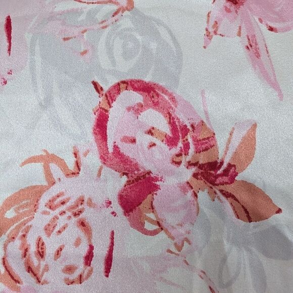 Oscar de la Renta Watercolor Rose Satin Bodoir Lingerie Robe M - Picture 5 of 11